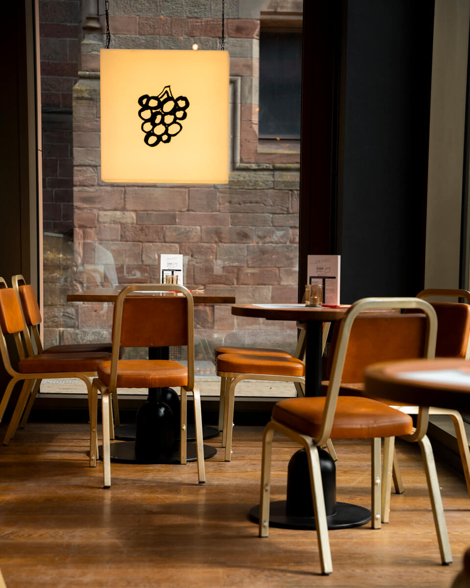 A seating area looking outside