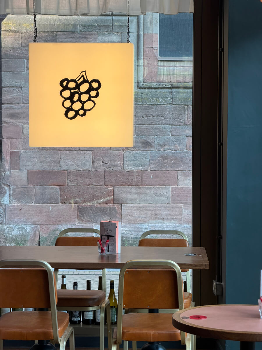 A seating area looking outside